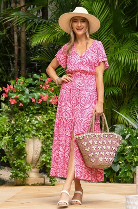 Christina Dress / Cherry Fuchsia Joy Glow Neutral Layer