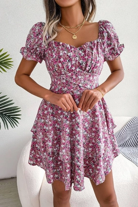 Elegant Waistband Fit Subtle Flow BROKEN FLOWER BIG PLACE DRESS_CWDSD2535
