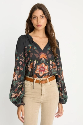 Earth Colors Soft Silhouette Sophie Top in Leopard Peony