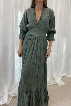Eleni Dress Khaki Magnetic-Closure