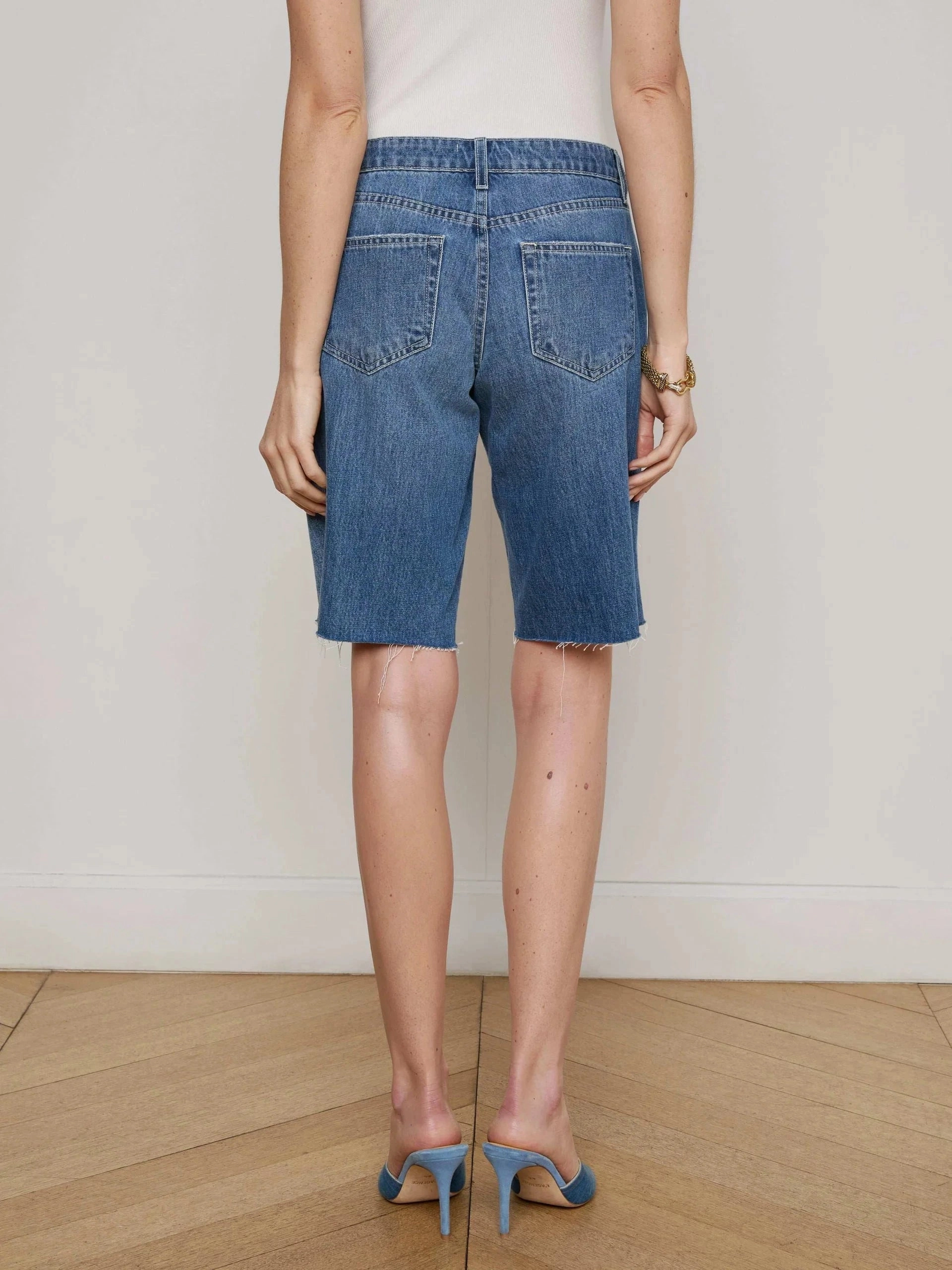 Wide Leg Opening Fun Design Elise Denim Bermuda Short Woodrow