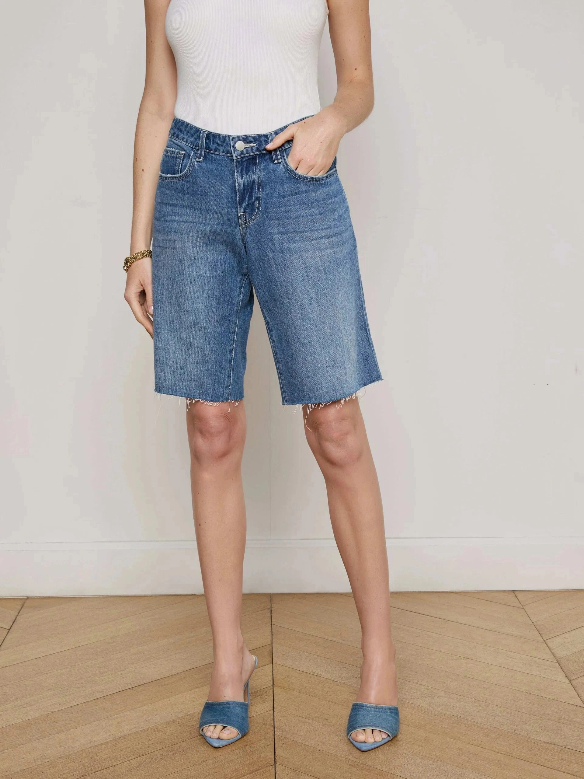 Elise Denim Bermuda Short Woodrow Anti Static Treatment