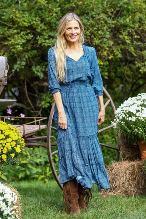 Eliza Dress / Deep Indigo Medallion Summer Staple