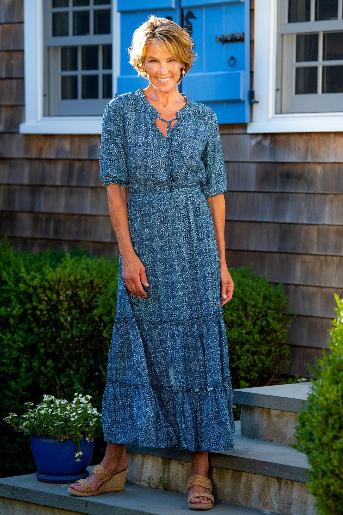 Eliza Dress / Deep Indigo Medallion Office Smart