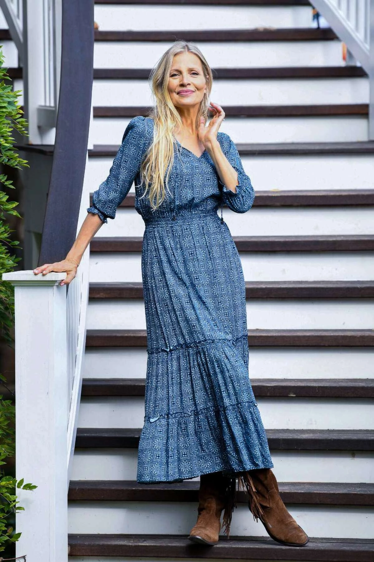 Breathable fabric Playful and flirty dress Eliza Dress / Deep Indigo Medallion
