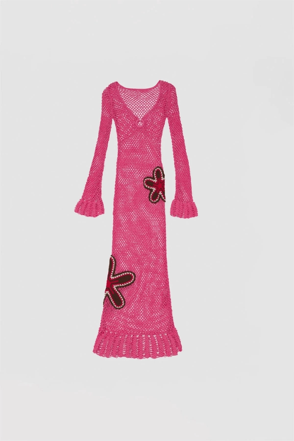 Elke Crochet Maxi Dress Candy Cool Texture
