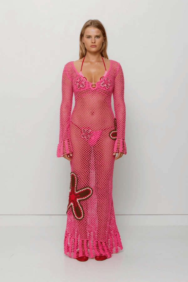 Elke Crochet Maxi Dress Candy Casual Chic