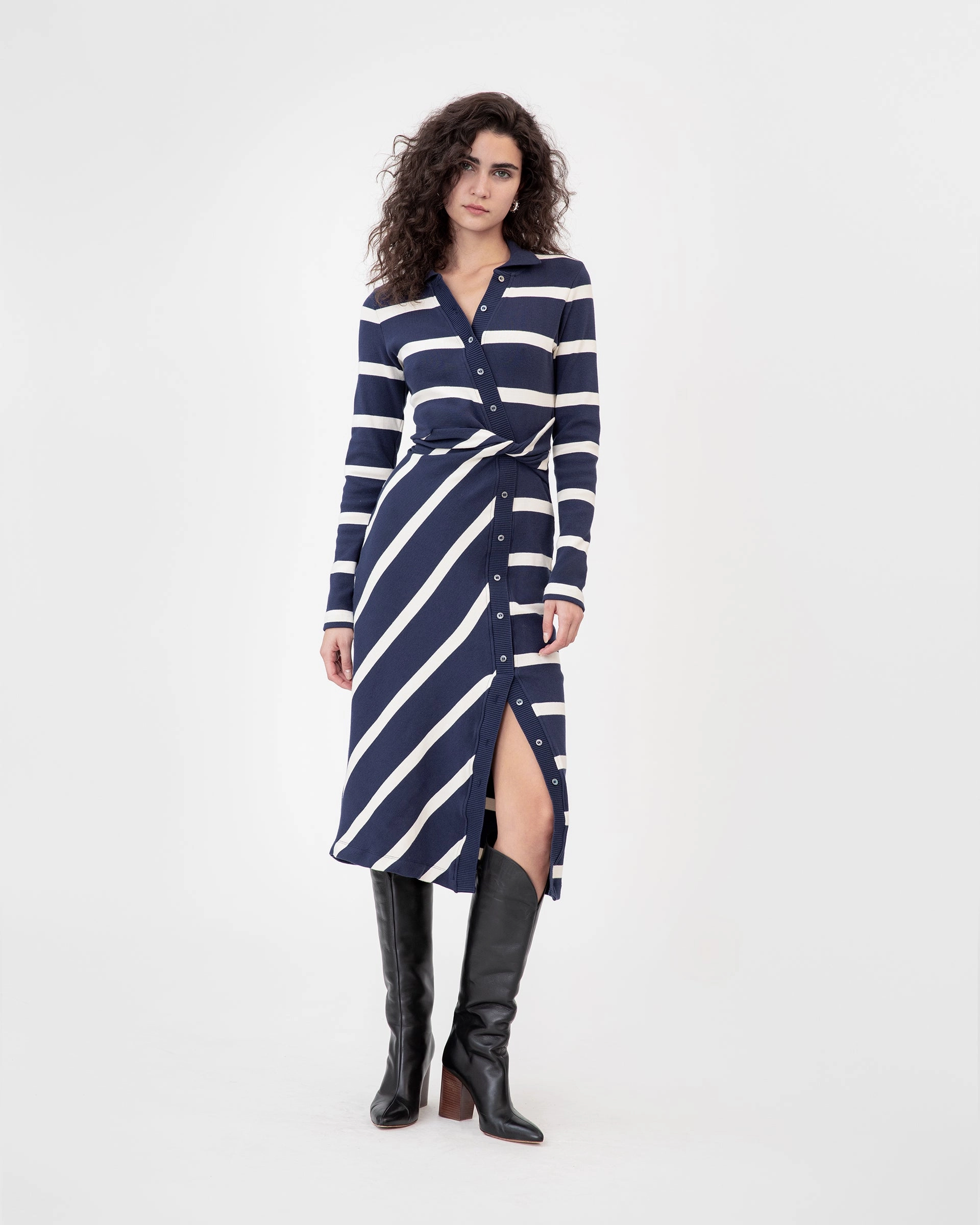 Ellicot Dress Frayed-Edge Lace-Sleeve