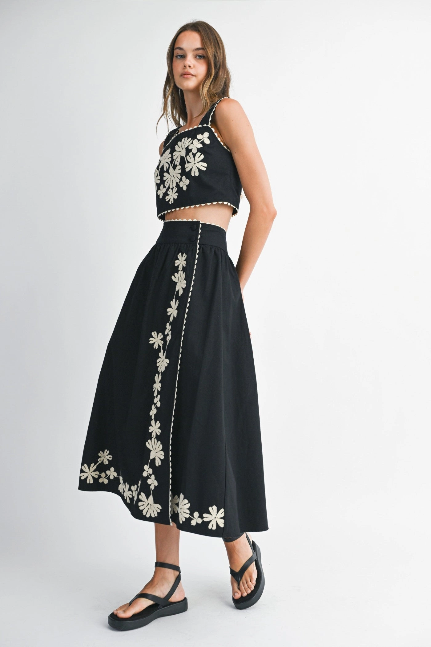 ELLIE WRAP MIDI SKIRT Outfit Lineup