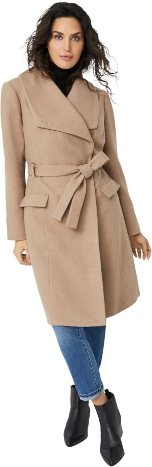 ellos Plus Size Wrap-Collar Wool-Blend Coat