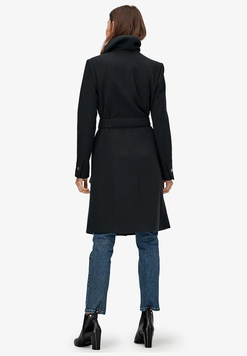 ellos Plus Size Wrap-Collar Wool-Blend Coat