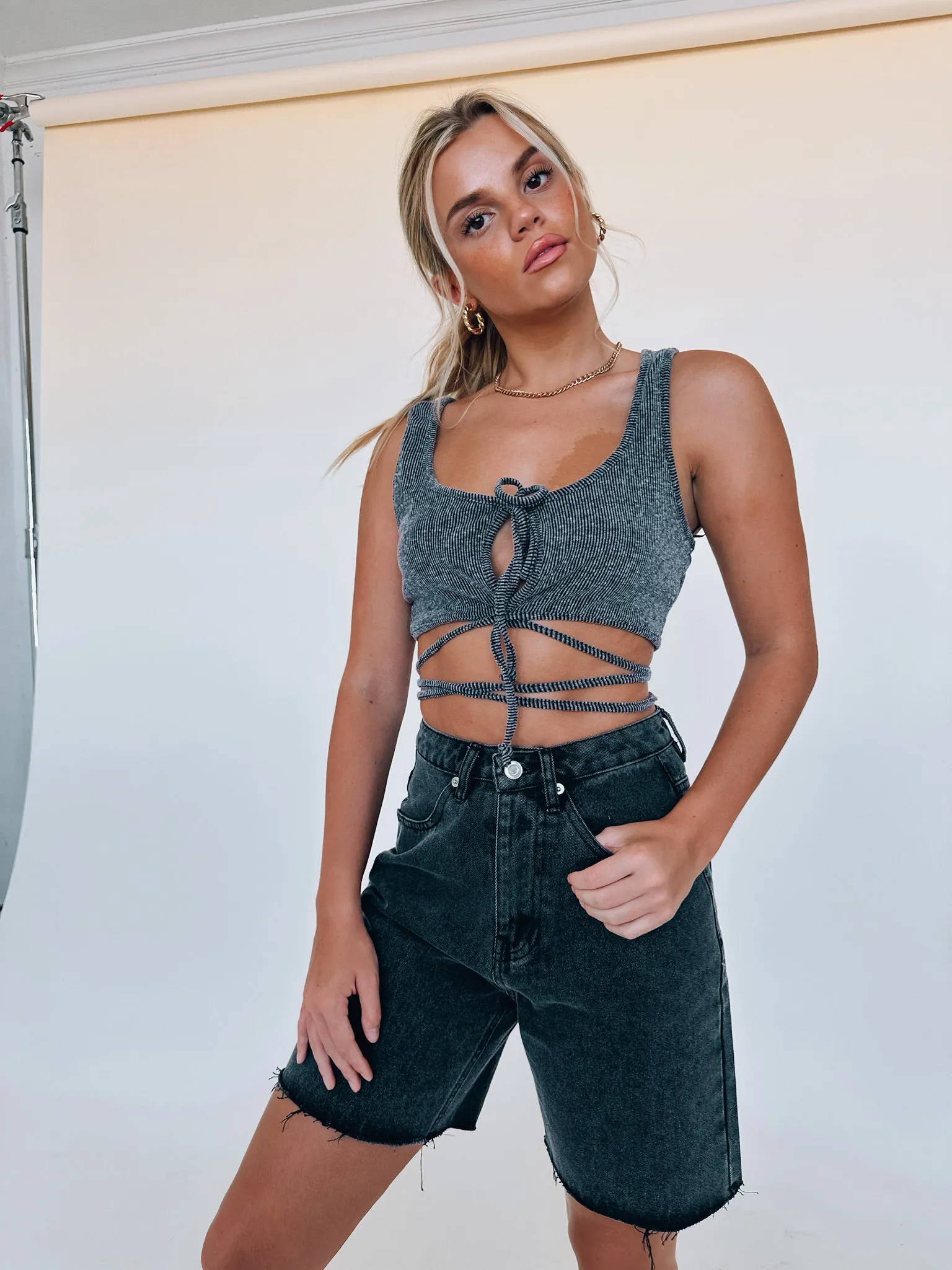 Ember Black Denim Shorts