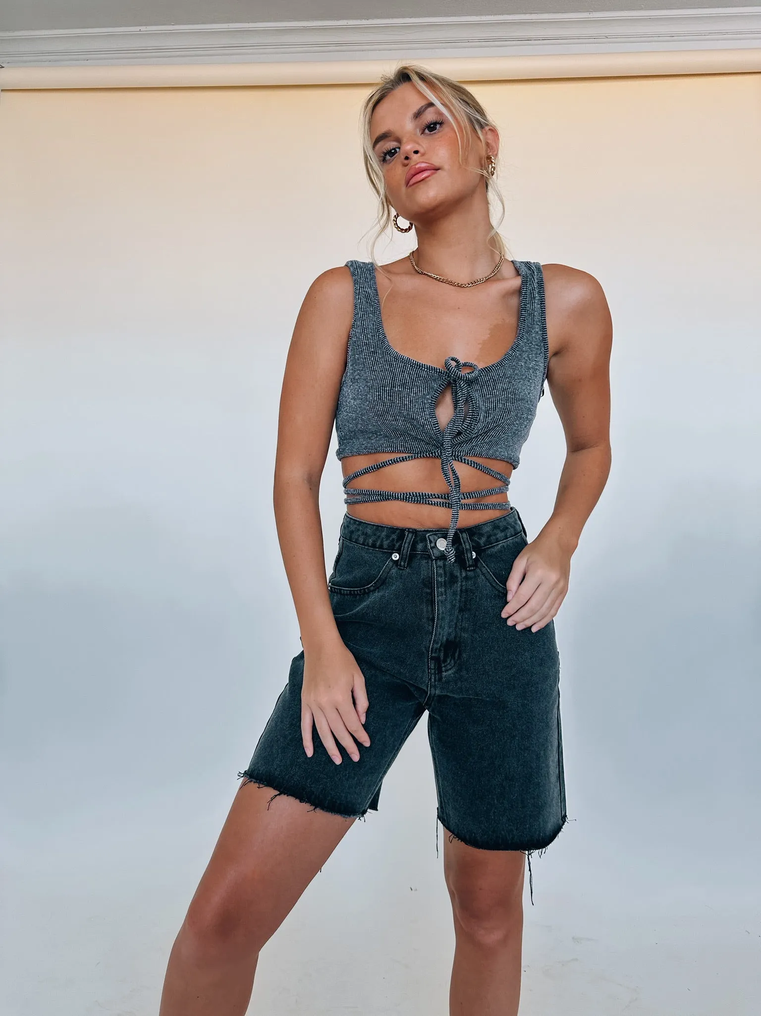 Ember Black Denim Shorts