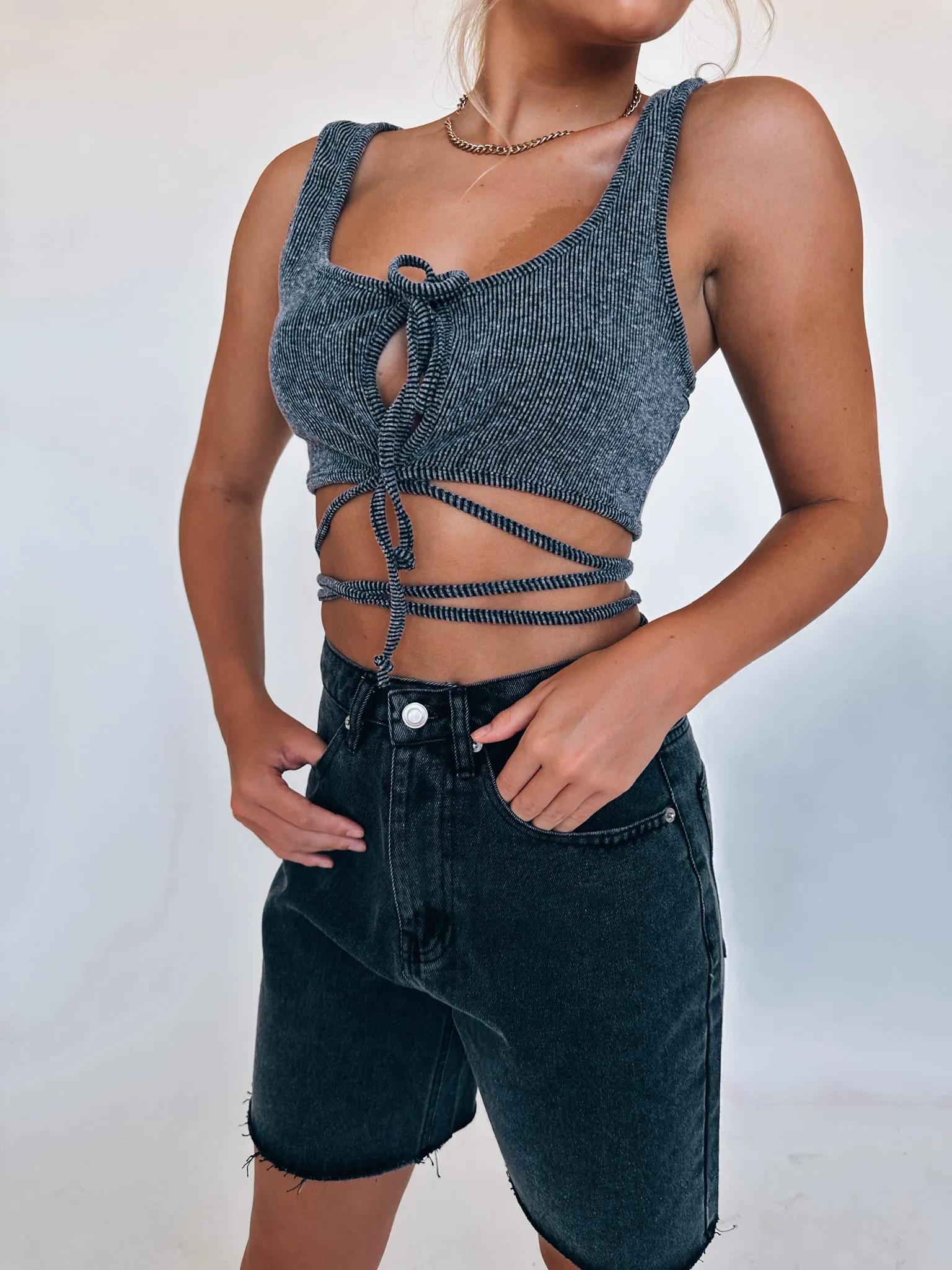 Ember Black Denim Shorts