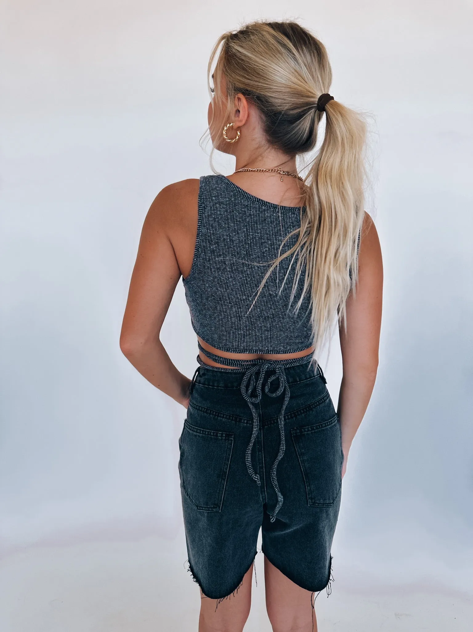 Ember Black Denim Shorts