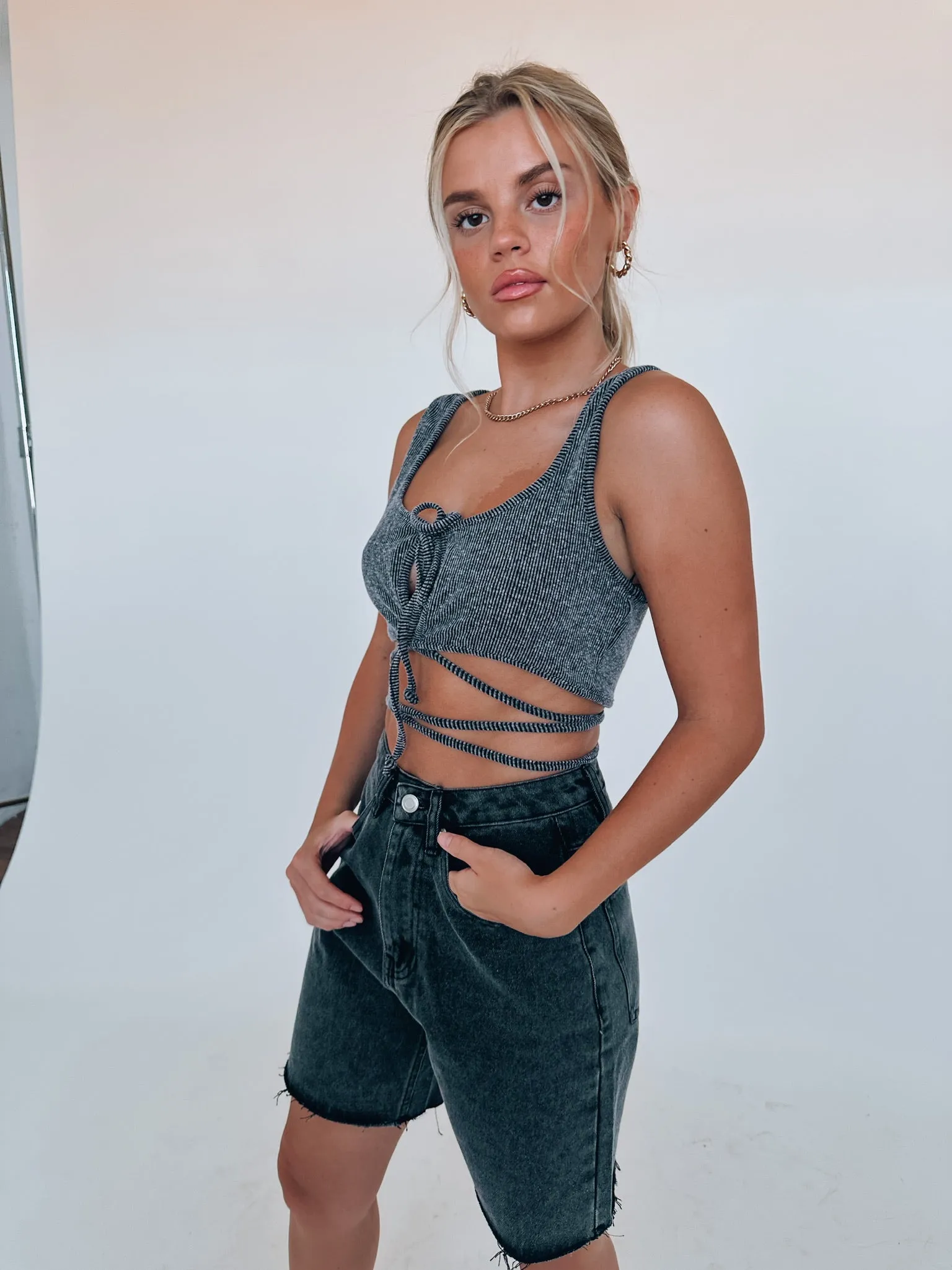 Ember Black Denim Shorts