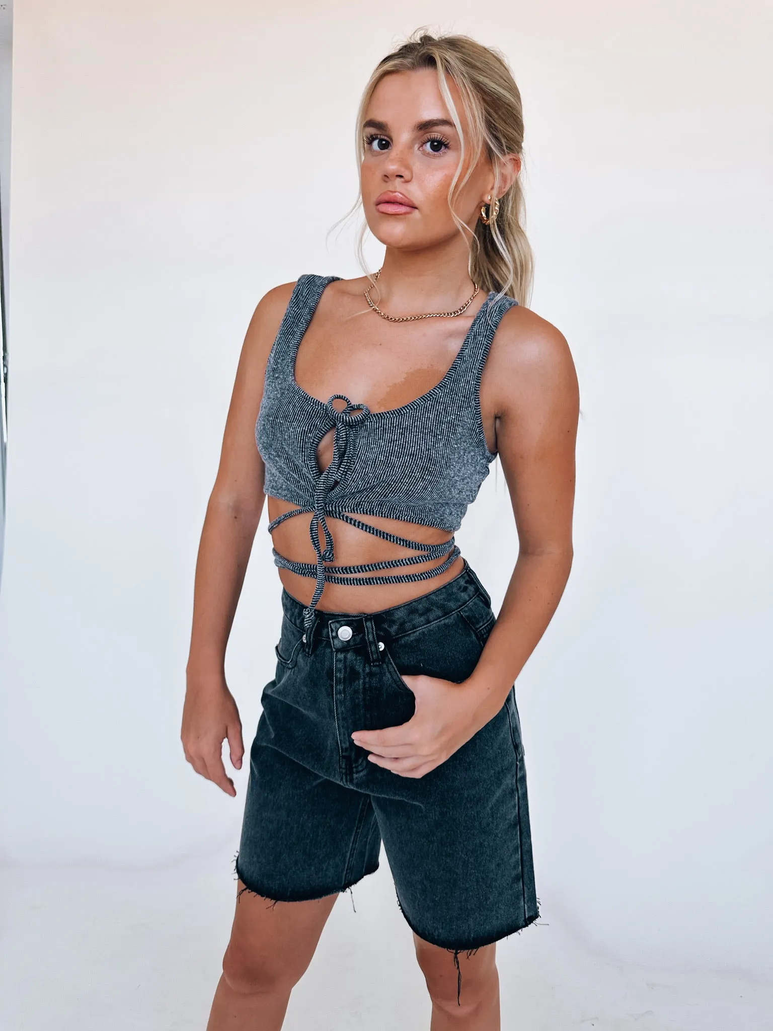 Ember Black Denim Shorts