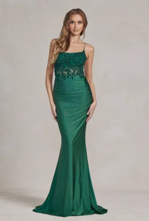 Embroidered Corset Mermaid Dress_E1186