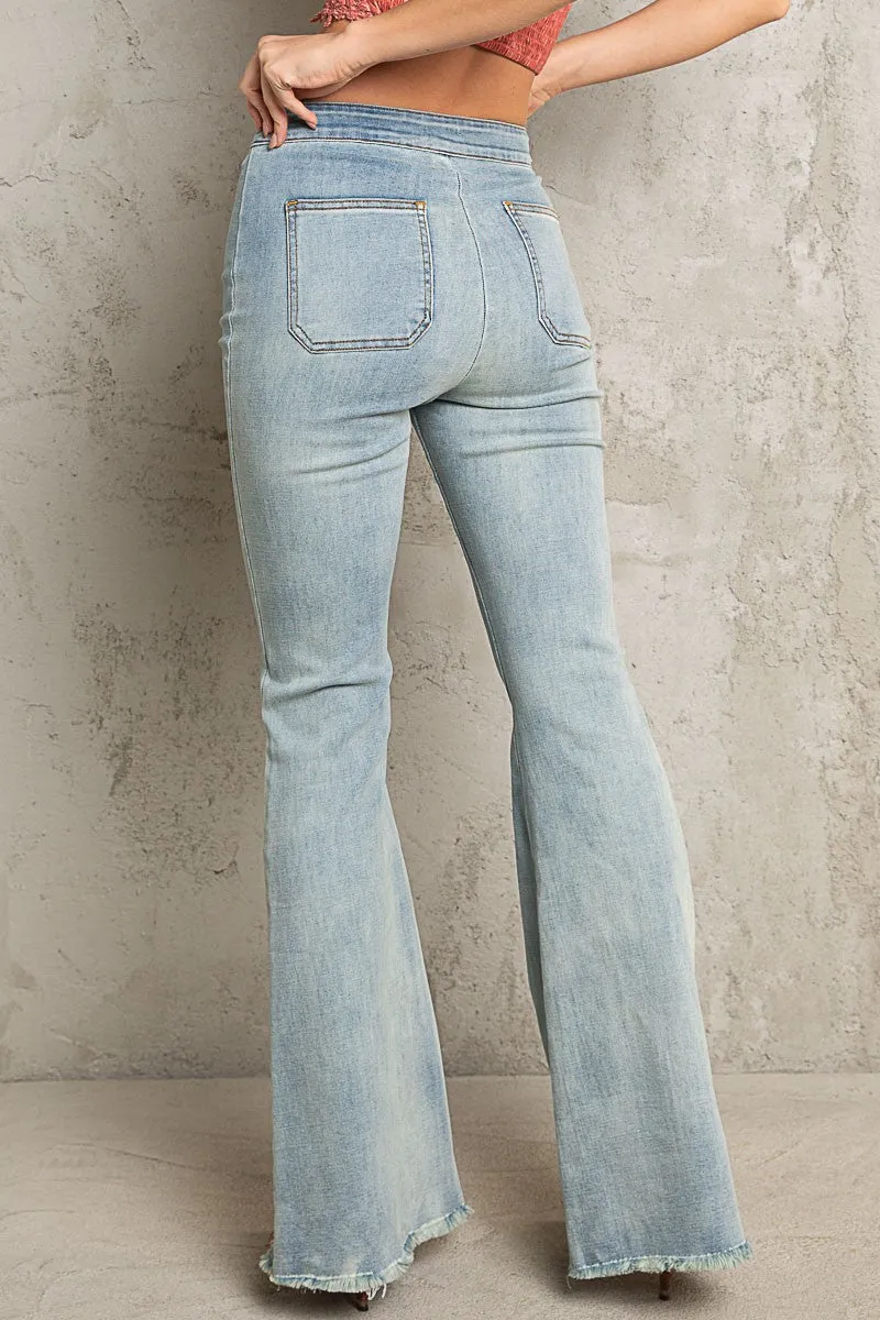 Embroidered   Sequin Flare Jeans