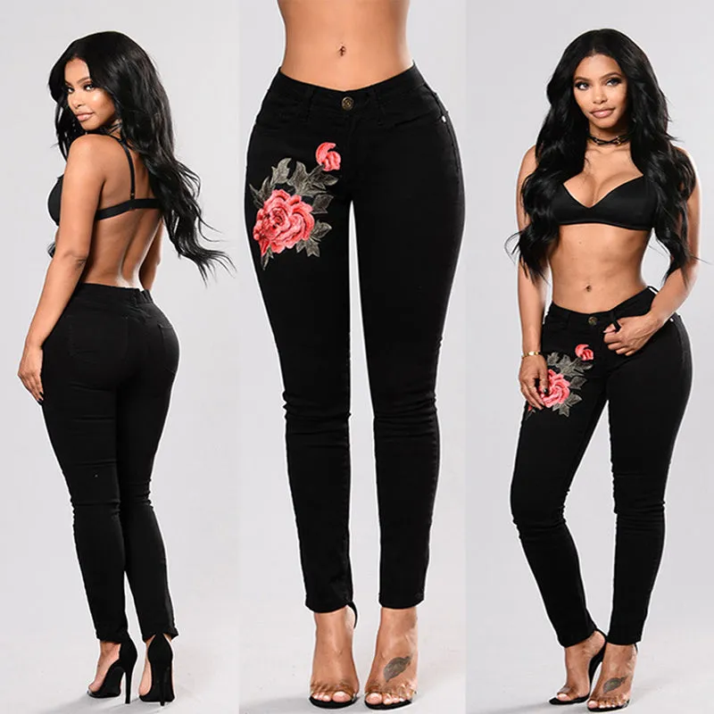 Embroidered Stretchable Jeans For Women - GlamzLife