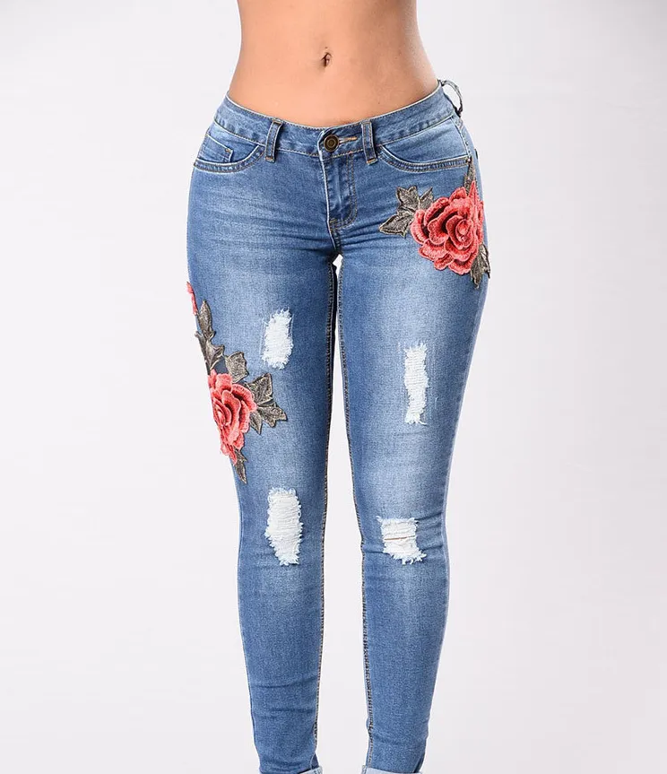 Embroidered Stretchable Jeans For Women - GlamzLife