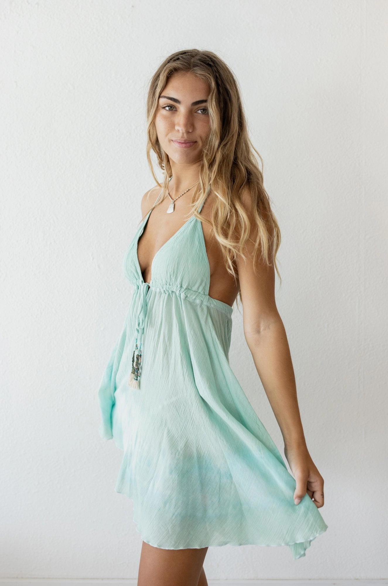 Tall-Fit knee-length Relaxed Mini Dress in Aqua