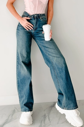Emelia High Rise Wide Leg Almost Famous Jeans (Medium Tint) Odor Control Treatment