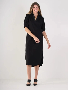 Relaxed and Elegant Matte-finish Emily Mccarthy Poppy Caftan in Black Ponte