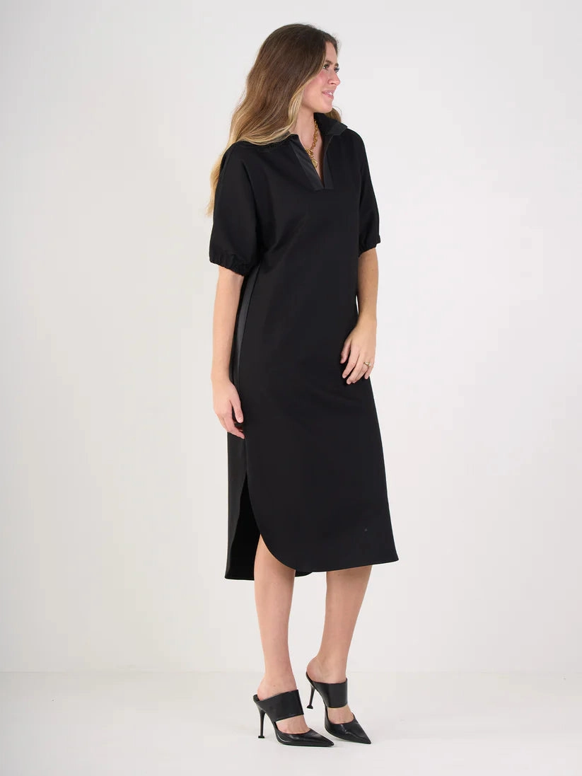 Emily Mccarthy Poppy Caftan in Black Ponte Refined Aesthetic Polished Motion