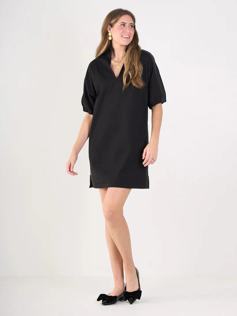 Emily Mccarthy Poppy Dress in Black Cotton Poplin Convertible-Style