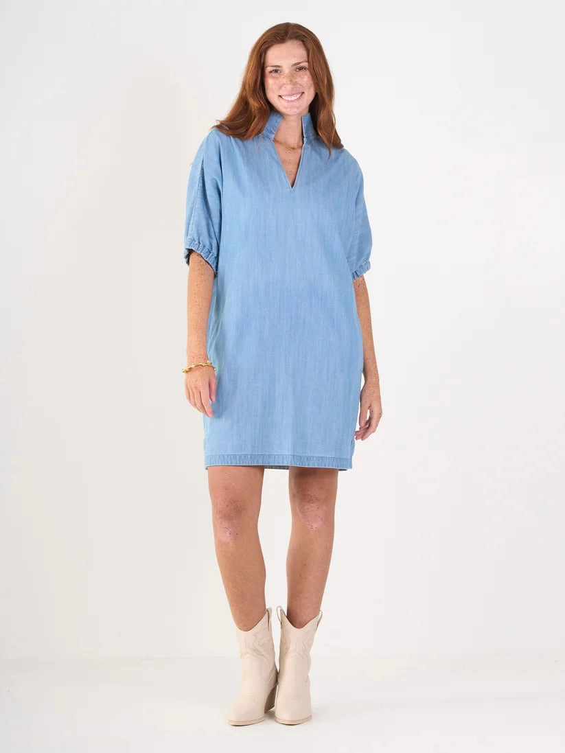 Contemporary Layer Emily Mccarthy Poppy Dress in Denim Chambray