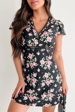 Endless Rose Floral Mini Dress (Black) NonChafeSeams