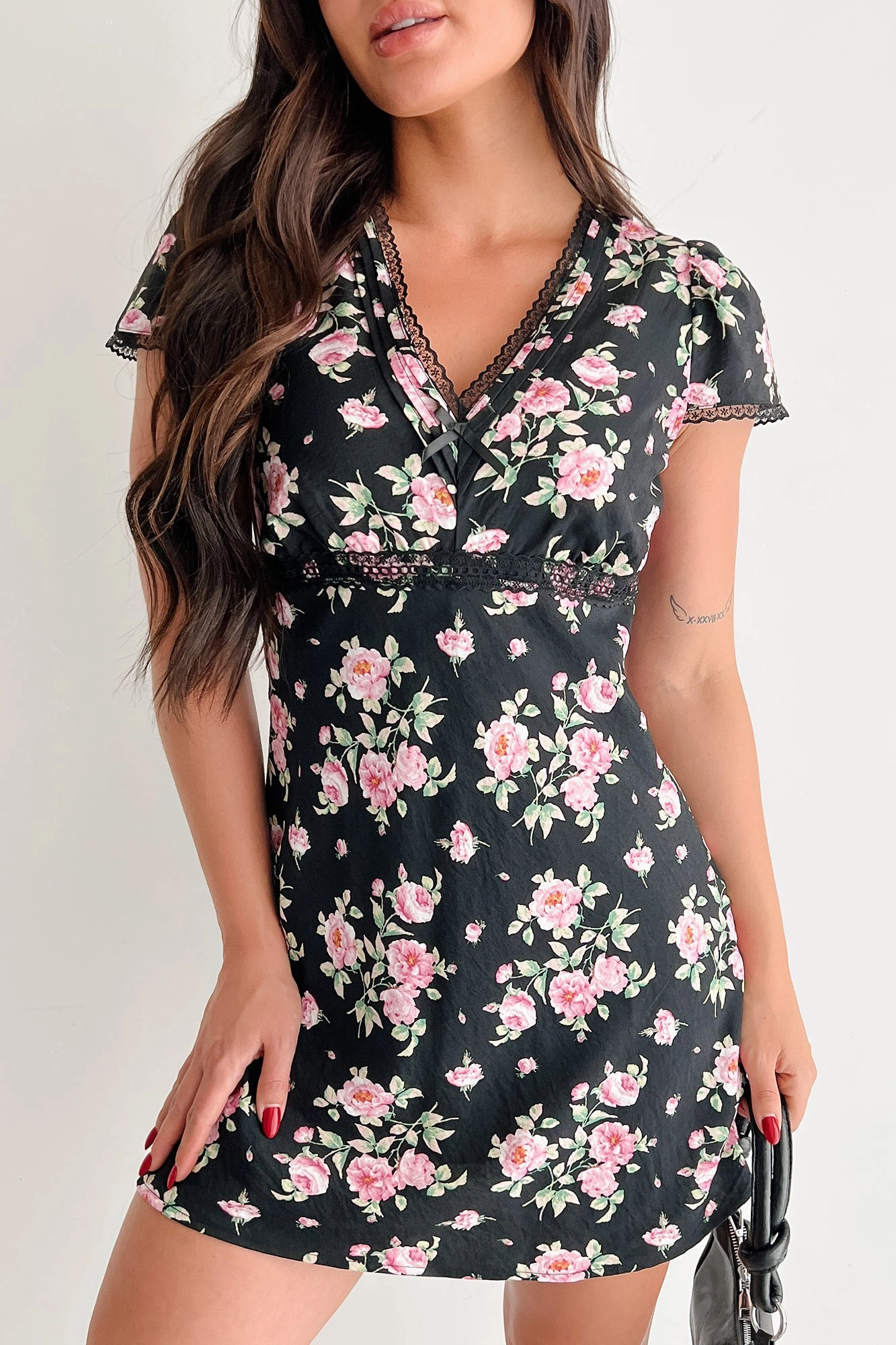 Endless Rose Floral Mini Dress (Black) Gender Free