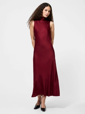 LayeredHemline ENNIS SATIN SLEEVELESS BOW MIDI DRESS