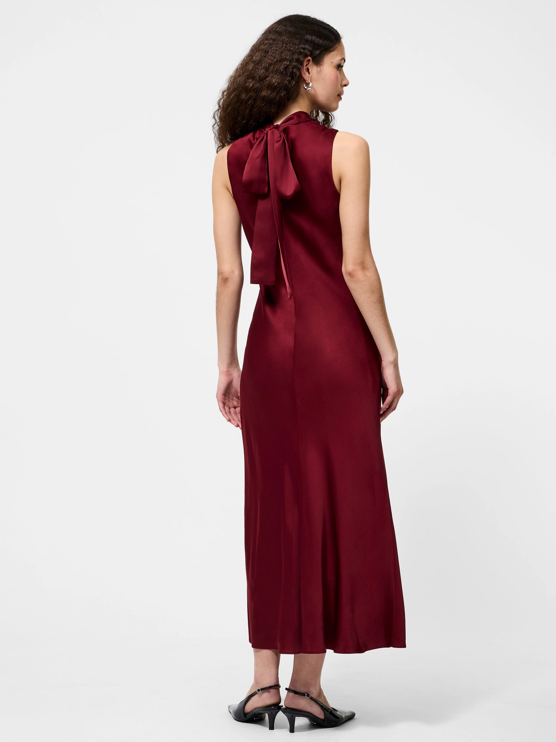 Elastic-Cuff ENNIS SATIN SLEEVELESS BOW MIDI DRESS