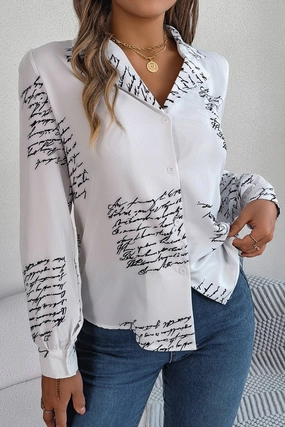 Versatile Shirt WOMEN LETTER PRINTING SEMI FORMAL OFFICE BLOUSE