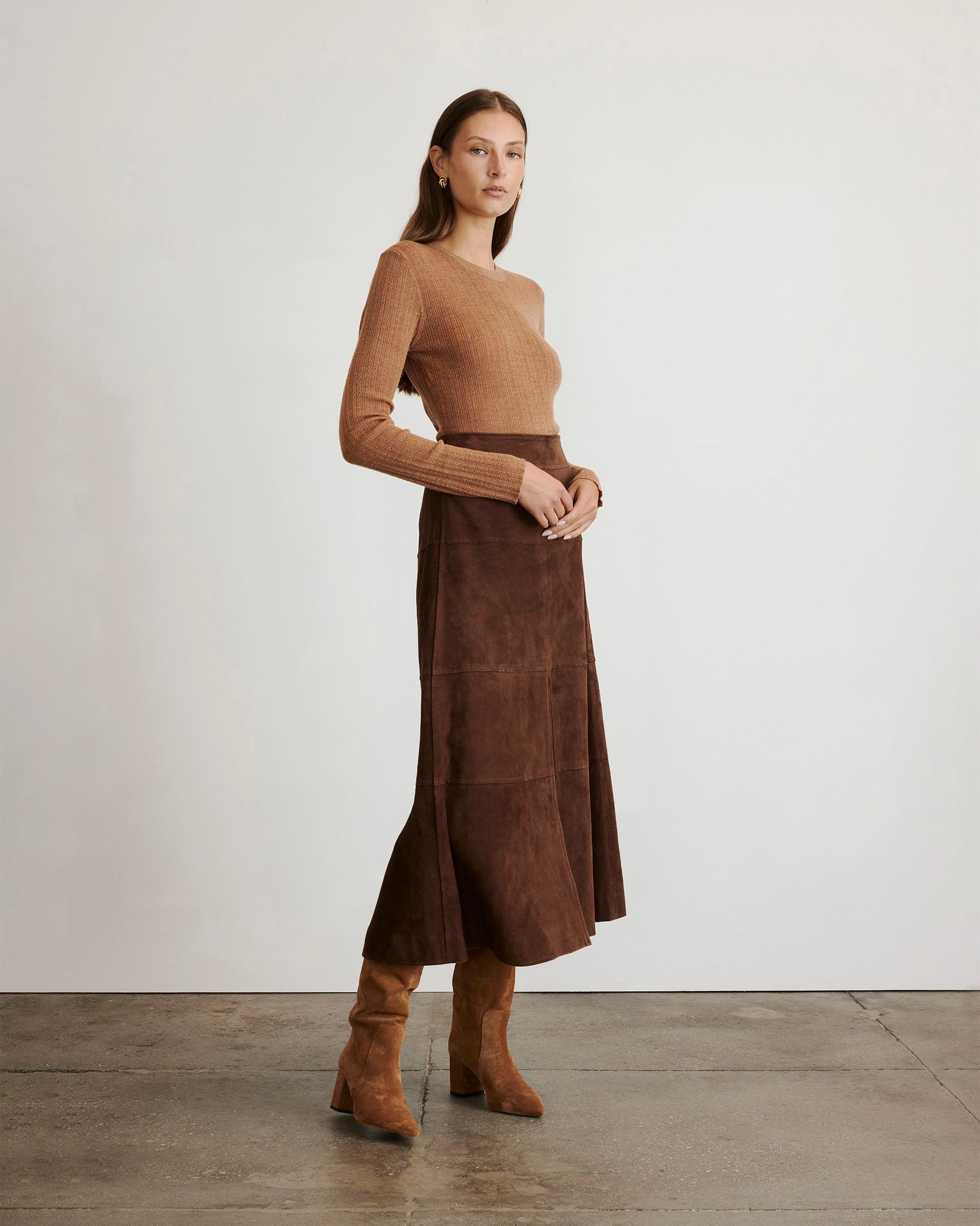 LaserCut Edges DoubleStitched Crew Neck Kayden Knit