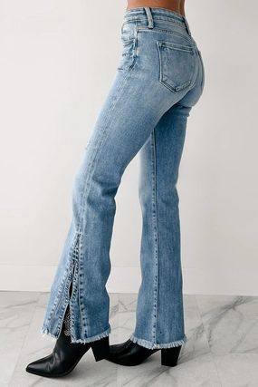 Modern Fit Finn Mid Rise Split Hem Kancan Jeans (Medium)