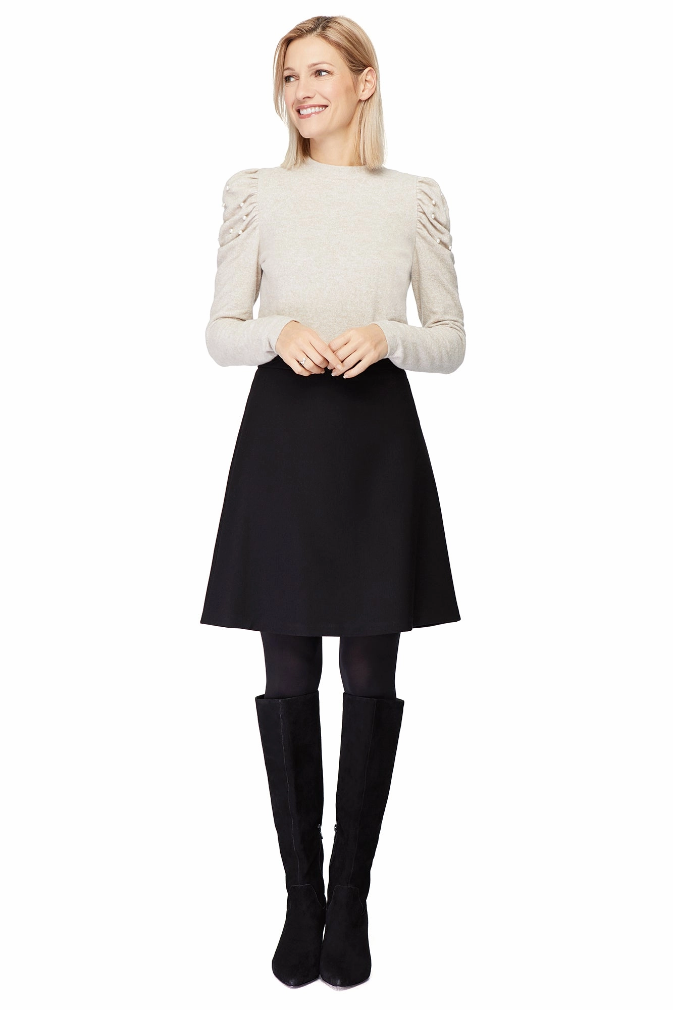 High Rise Emily Ponte Black Skirt