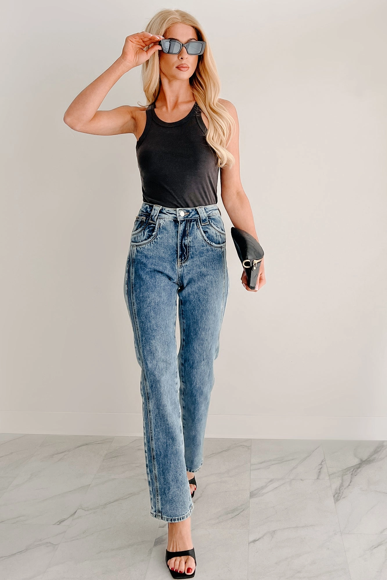Ada High Rise Saige Dad Jeans (Medium) Layered Comfort