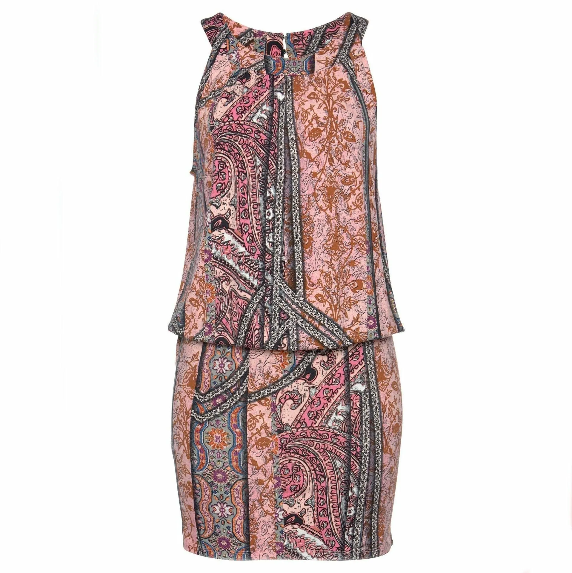 Ethnic Floral Print Halter Sleeveless Mini Dress