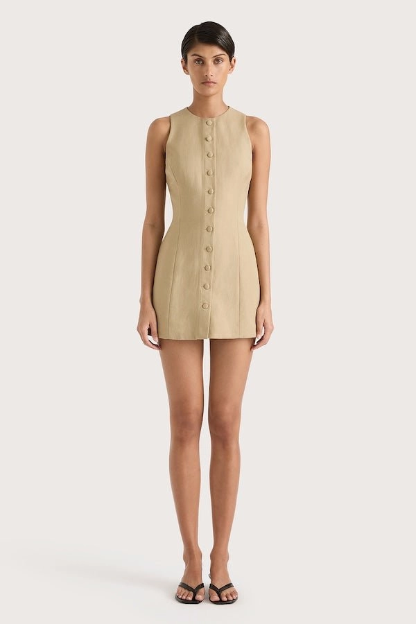Eveline Mini Dress Caramel Delicate Finish Quick Outfit