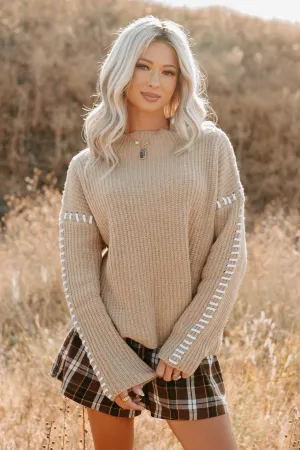 Evening Calm Stitch Detail FORE Sweater (Tan) MeshVentilation Contoured Armhole Design