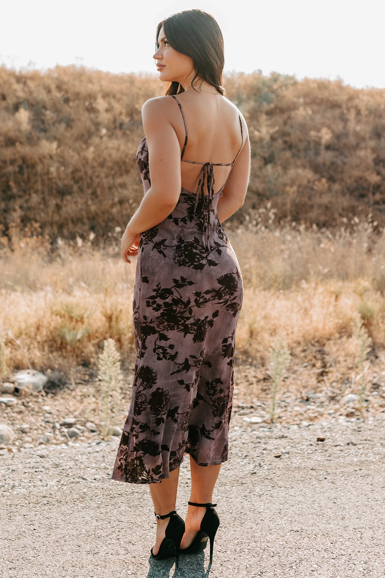 Everlasting Love Floral Mesh Midi Dress (Wine) Everyday Layers