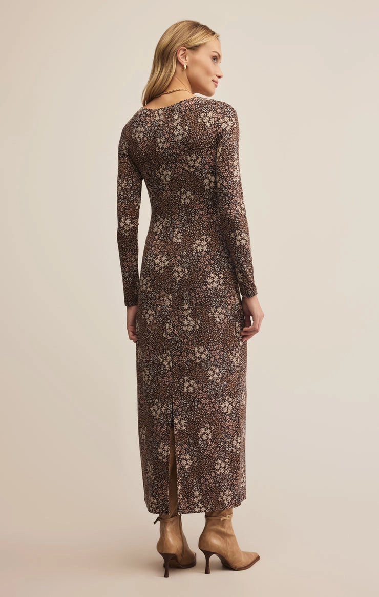 flattering appearance EXHALE SABLE FLORAL MIDI DRESS