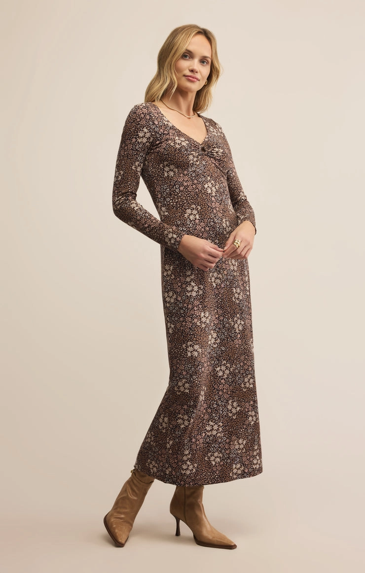 EXHALE SABLE FLORAL MIDI DRESS Sleek Tailoring