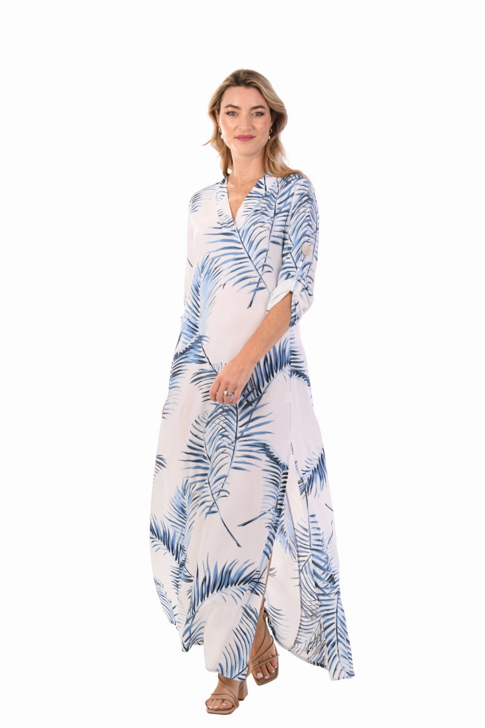 Summer Mood Exuma Kaftan / Blue Palm