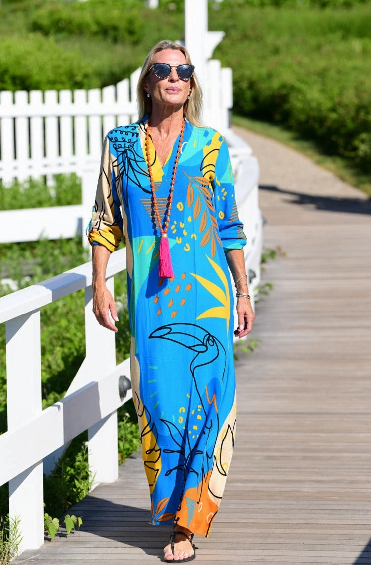 Exuma Kaftan / Blue Toucan Smart Fabric Organic-Fabric