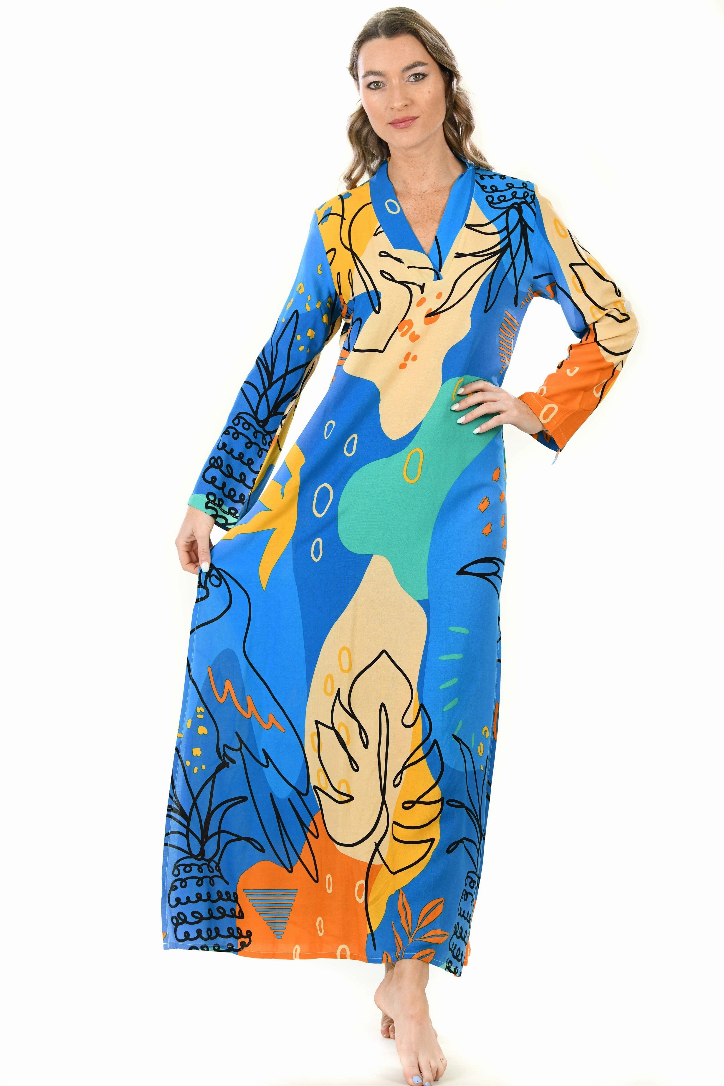 breathable-mesh Relaxed Vibe Exuma Kaftan / Blue Toucan