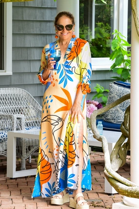 Air Beauty Harmonious Layers Exuma Kaftan / Periwinkle Toucan